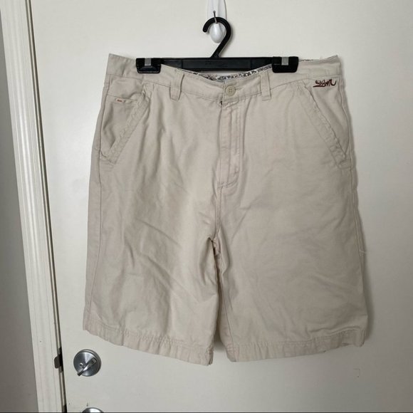 Vintage 90s Quicksilver edition off white denim shorts size 36 - Picture 2 of 15